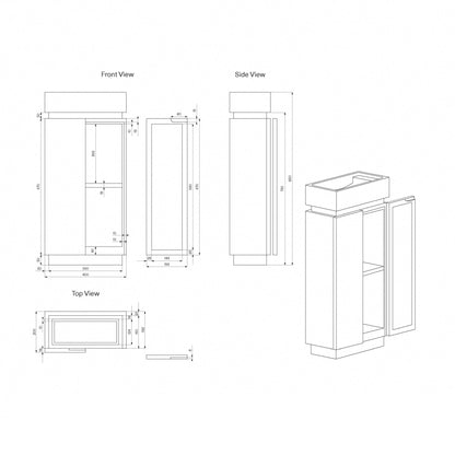 Arabescato Bathroom Vanity Unit With Doors 400mm - Elsa Home And Beauty