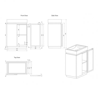 Arabescato Bathroom Vanity Unit With Doors 600mm - Elsa Home And Beauty