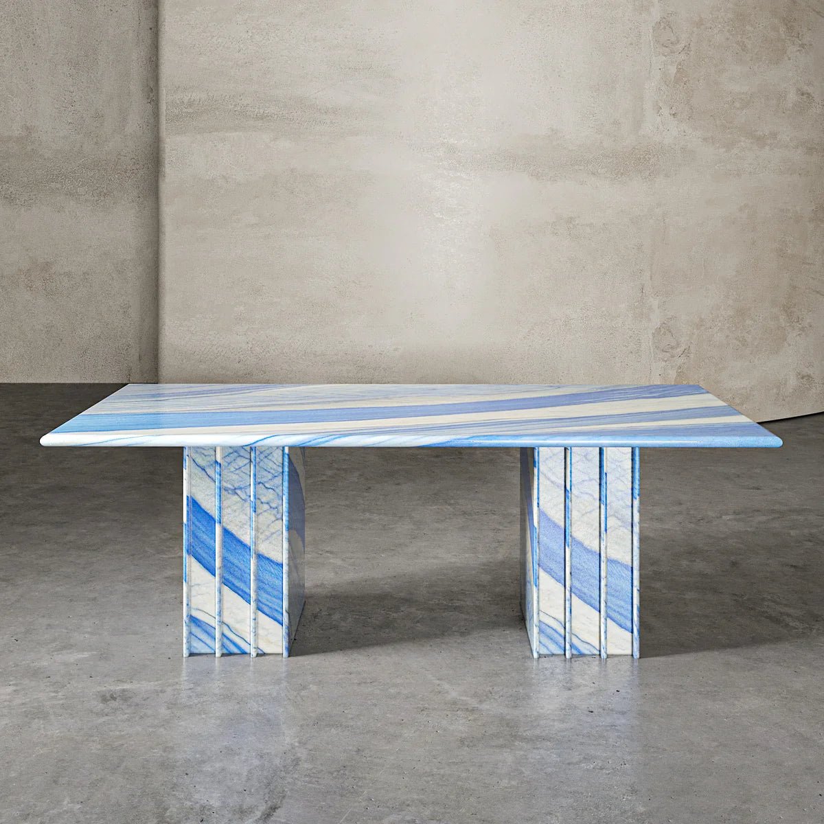 Blue Marble Dining Table in Azul Macaubas - Elsa Home And Beauty
