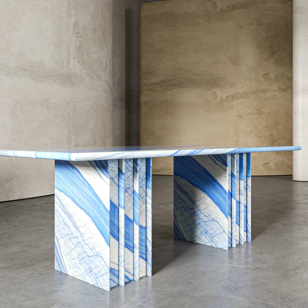 Blue Marble Dining Table in Azul Macaubas - Elsa Home And Beauty