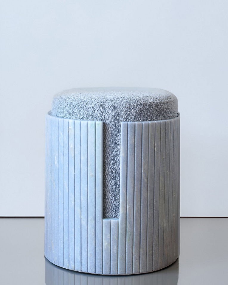 Calcite Blue Marble Stool - Elsa Home And Beauty