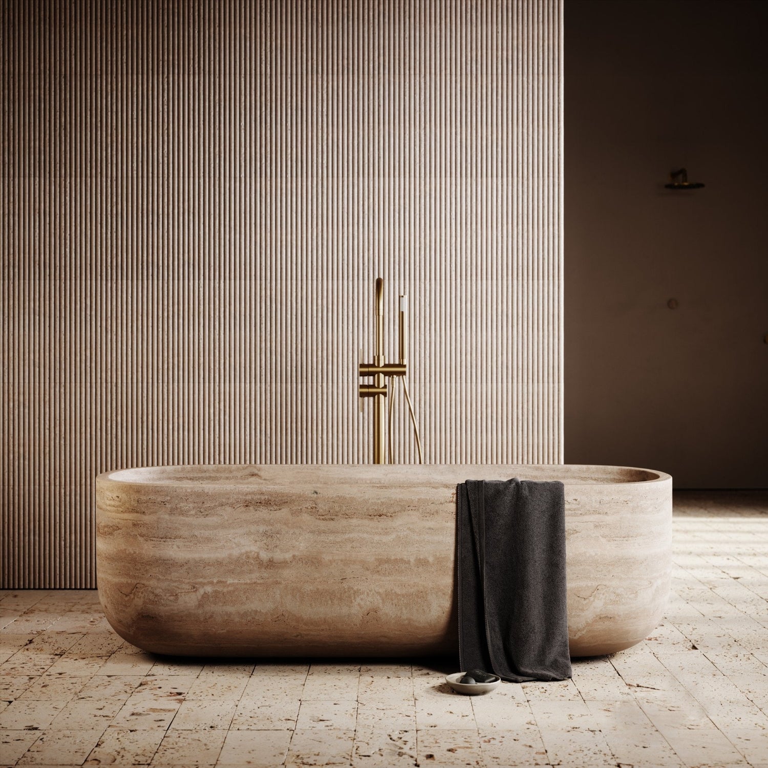 Nobu Travertine Stone Bathtub - Elsa Home And Beauty