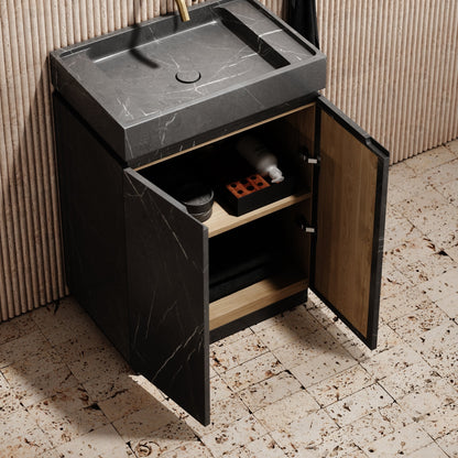 Pietra Grey Marble Bathroom Vanity 600mm - Elsa Home And Beauty