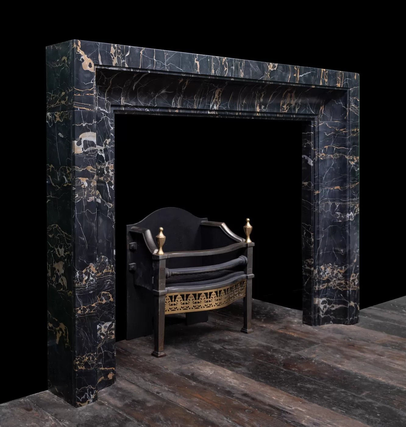 Portoro Black &amp; Gold Marble Mantel - Elsa Home And Beauty