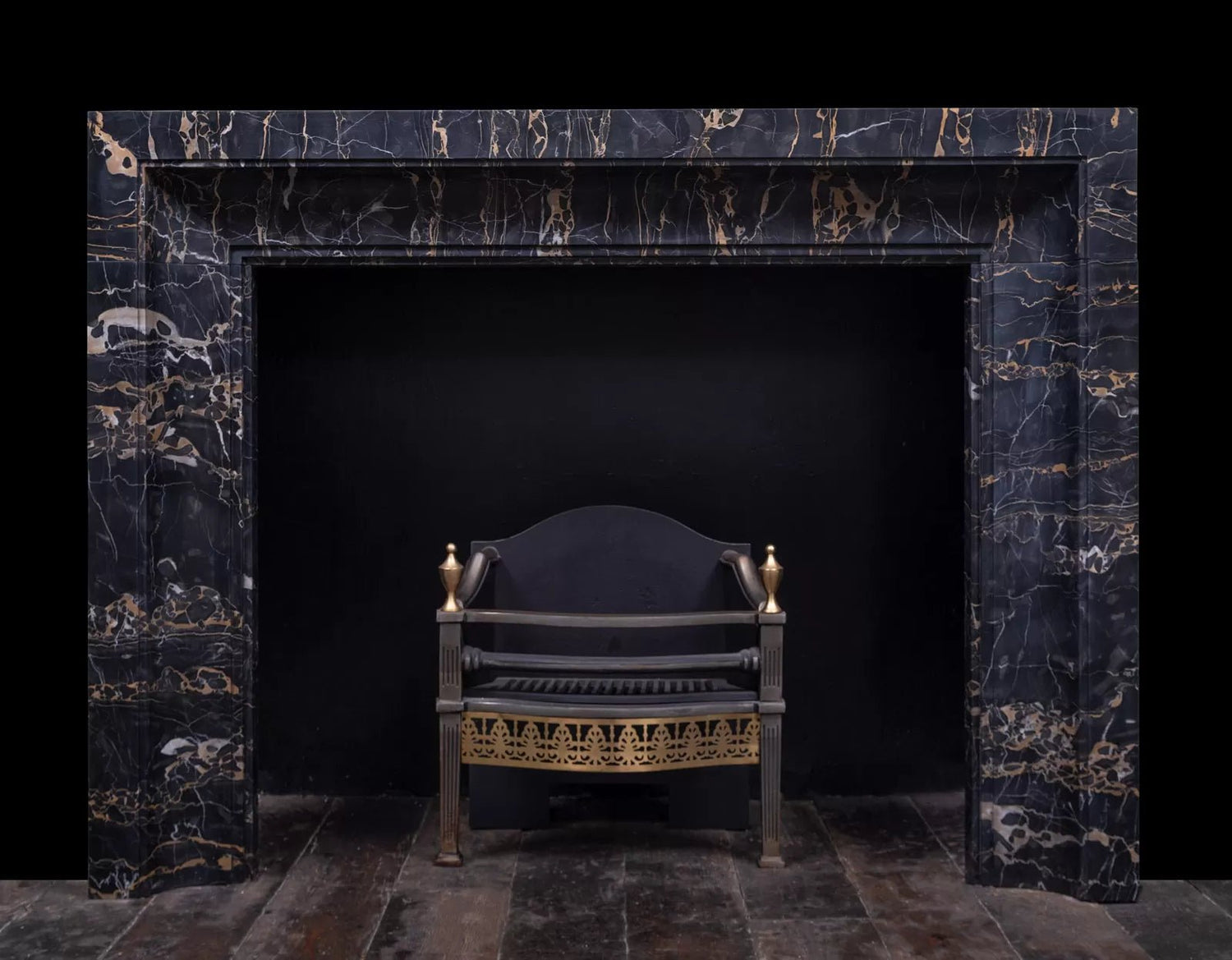 Portoro Black &amp; Gold Marble Mantel - Elsa Home And Beauty