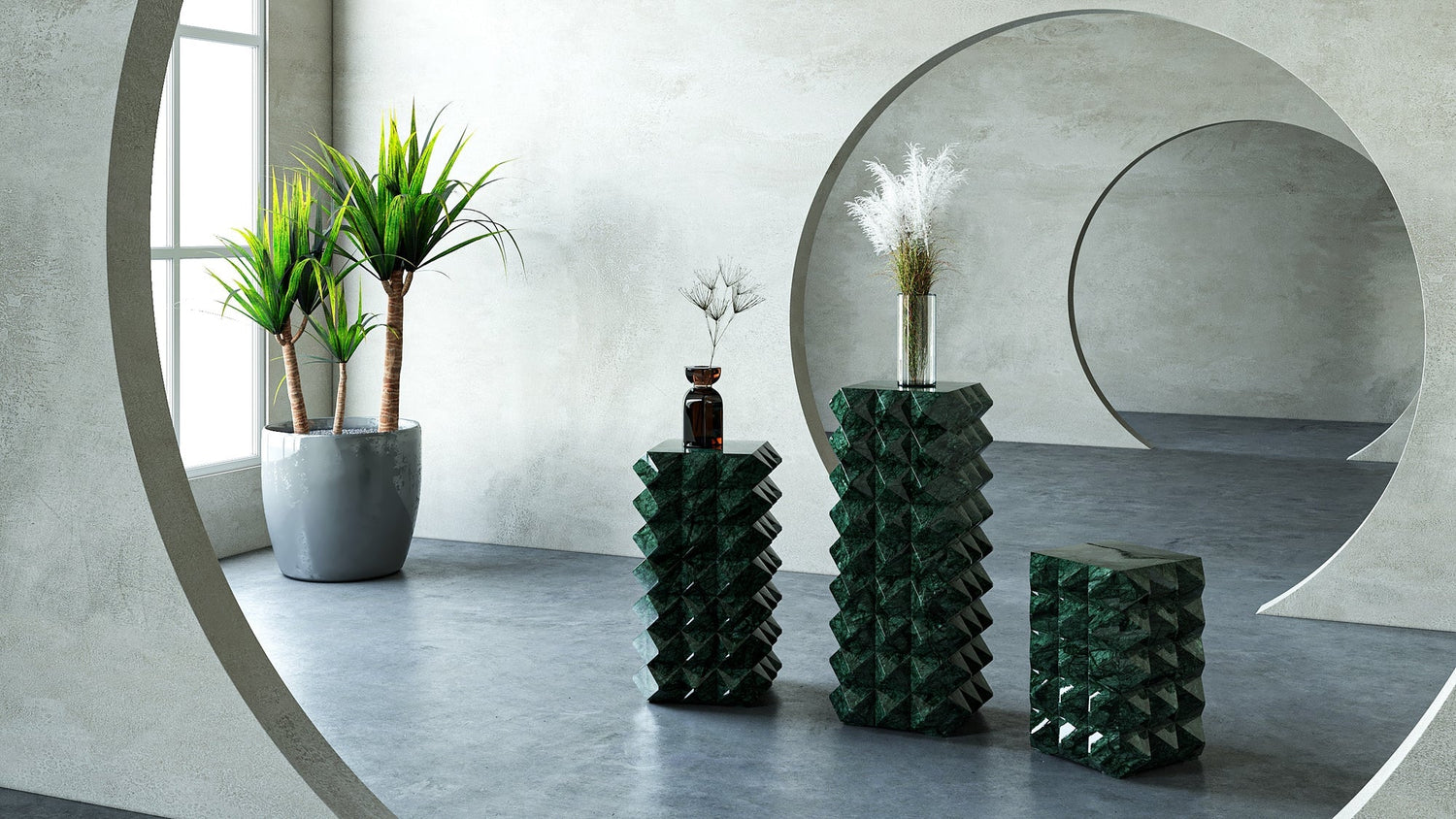 Sirius Green Marble Plinth - Elsa Home And Beauty