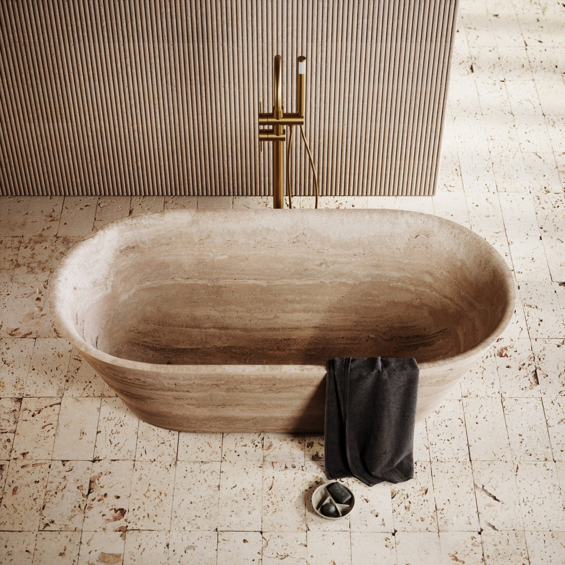 Travertine Natural Stone Bathtub - Elsa Home And Beauty