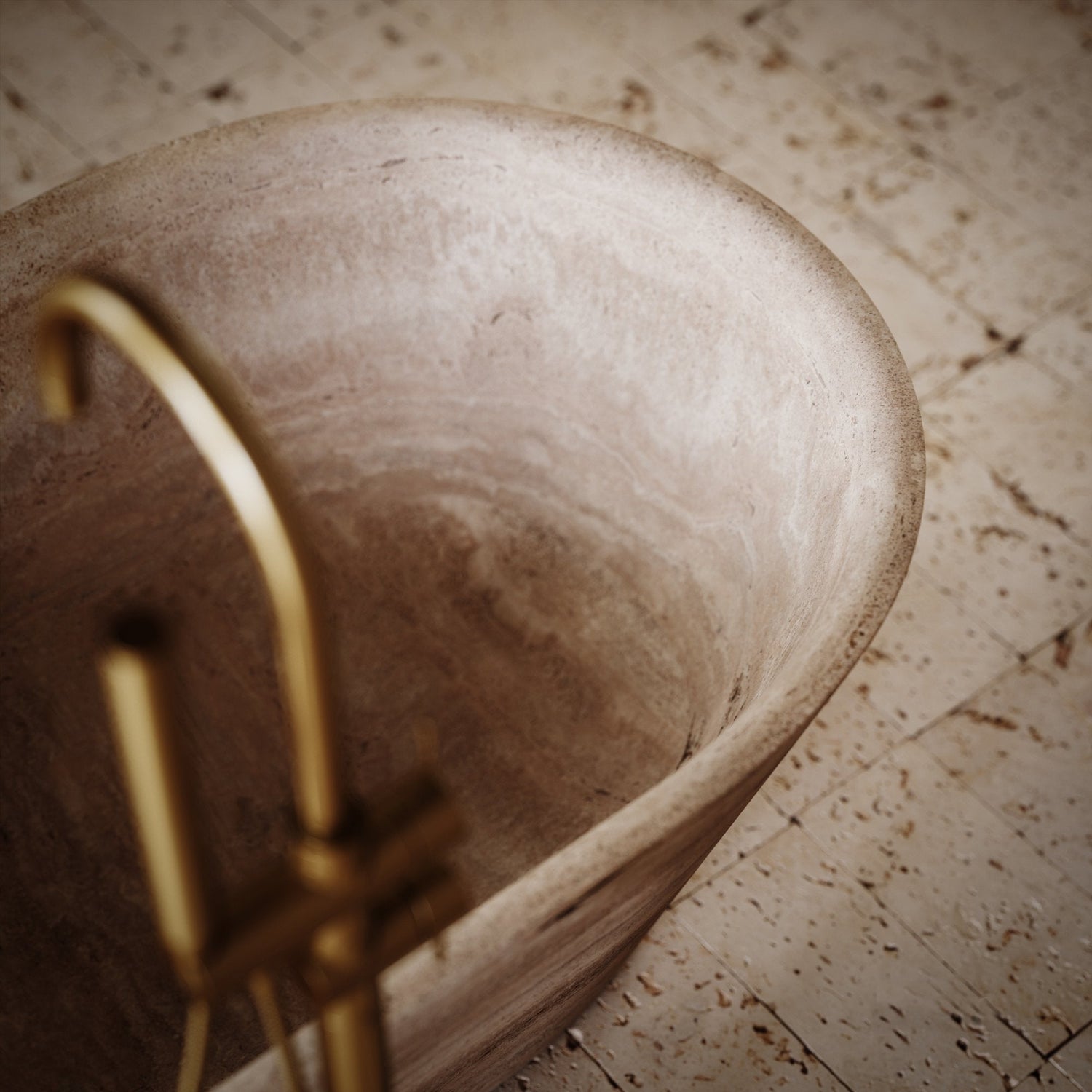 Travertine Natural Stone Bathtub - Elsa Home And Beauty